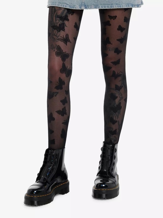 Hot Topic Accessories - Hot Topic Black Butterfly Pattern Sheer Tights
